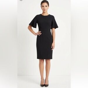 Tahari Black Flutter-Sleeve Knee Length Dress Women’s 8